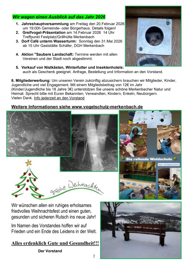 Newsletter Vogelschutzverein Merkenbach 2026 - Seite 2