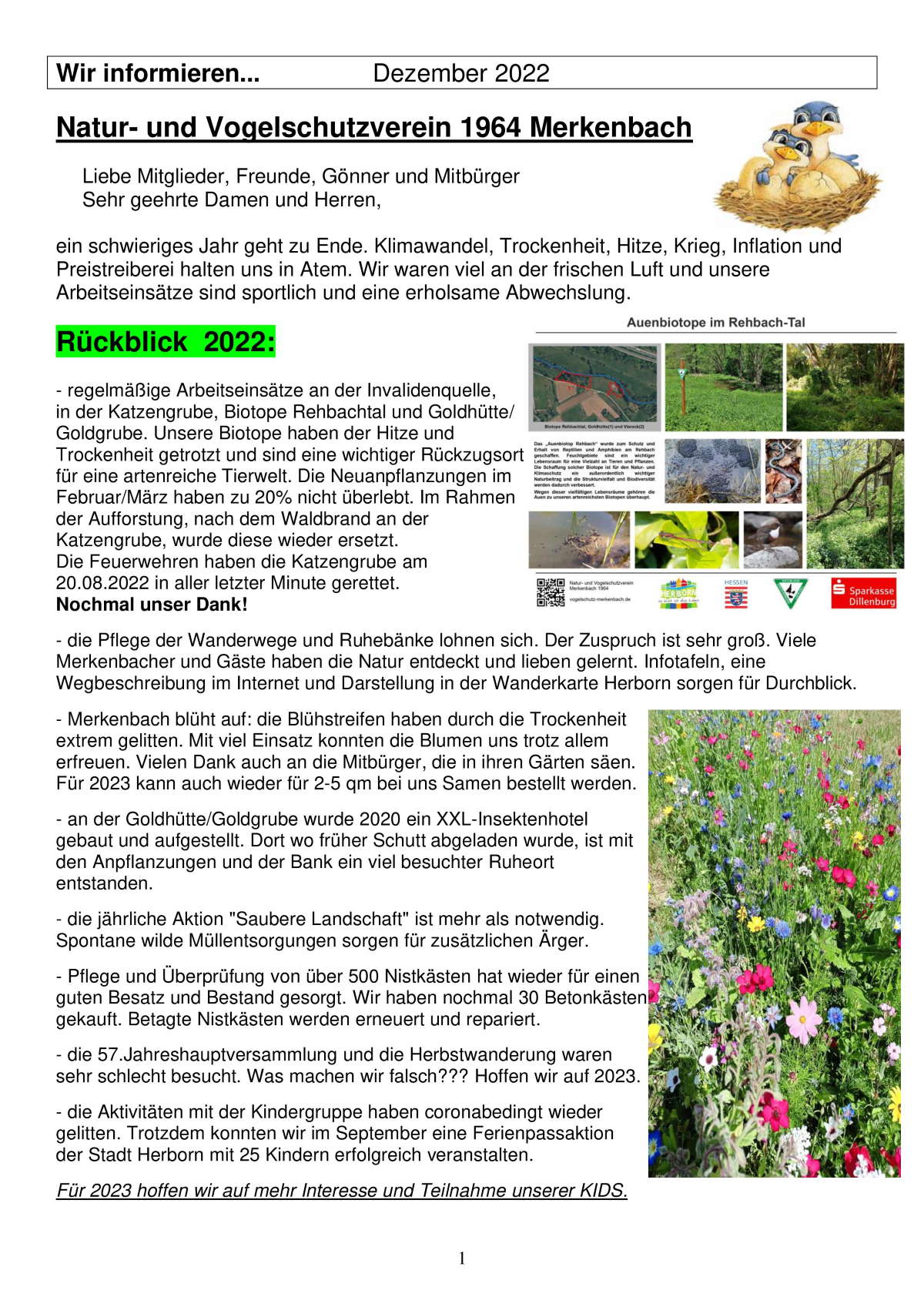 Newsletter Vogelschutzverein Merkenbach 2022 - Seite 1