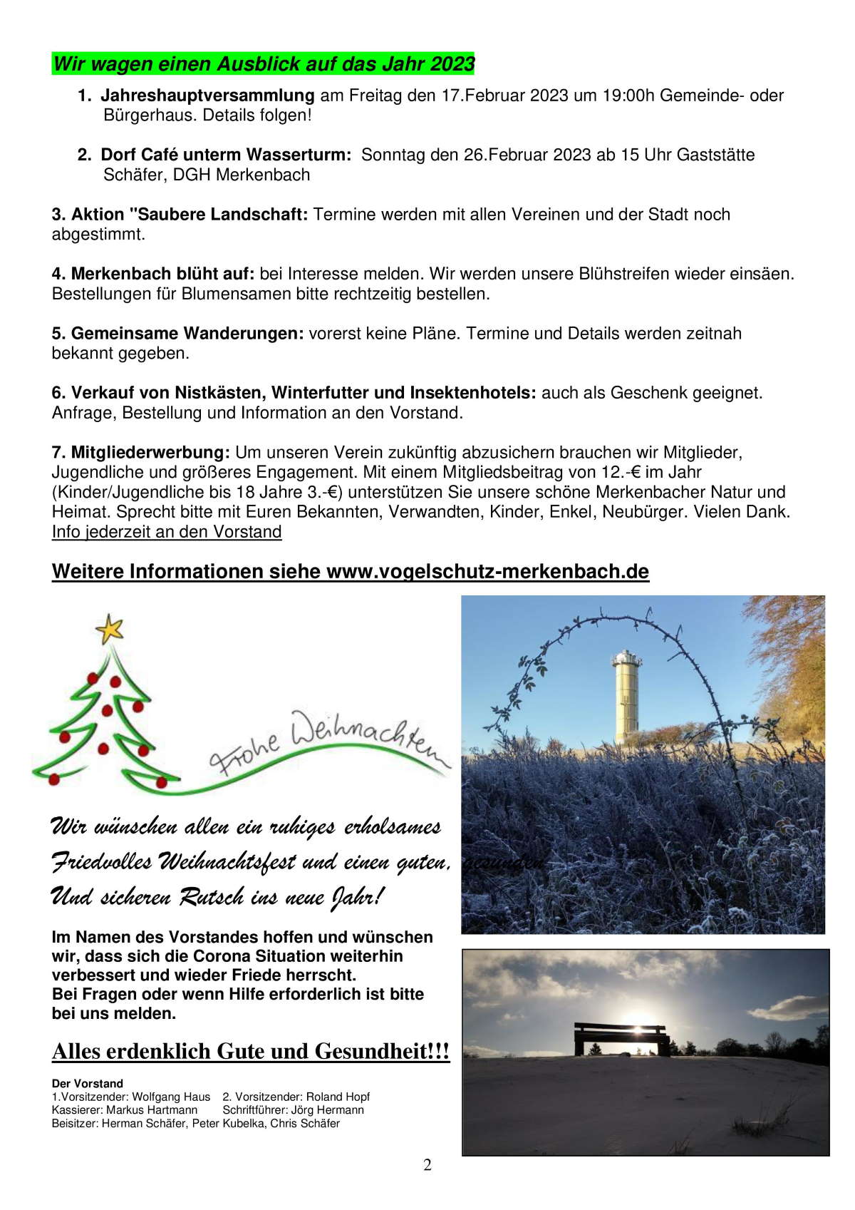 Newsletter Vogelschutzverein Merkenbach 2022 - Seite 2